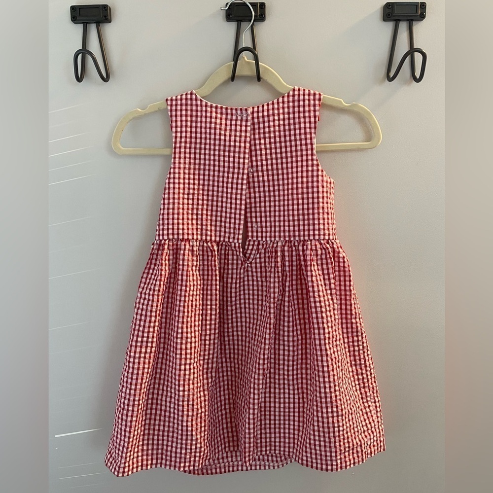 Counting Daisies, girl 6, adorable red white gingham sleeveless strawberry dress - Picture 3 of 7